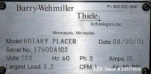 Used Thiele Rotary Outserter/Topserter Placer, Model Rotary Placer