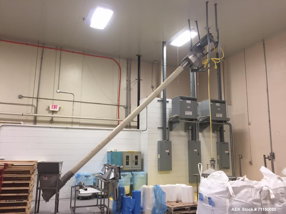 Used Flexicon Auger, Drive and SS hopper.  5.75" approximate screw diameter, 15' discharge height.