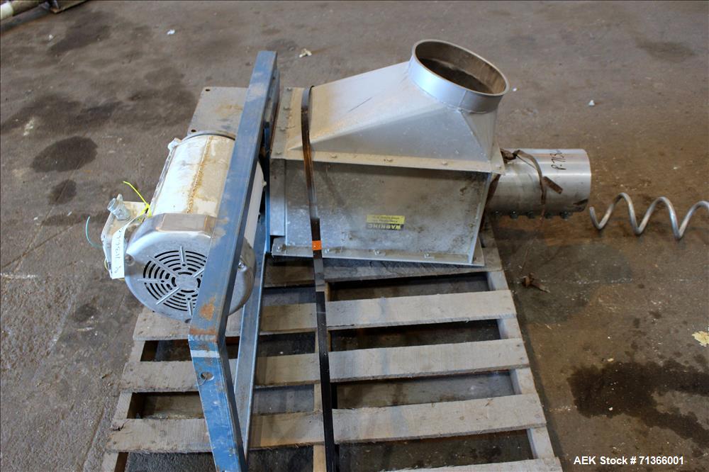 Used Flexicon Flexible Screw Conveyor, 304 Stainless Steel. Approximate 5" diameter x 252" long screw. Driven by a 10hp, 3/60/208-230/460 volt, 1760 rpm gear motor, 7.5 to 1 ratio. Feed hopper 36" x ...