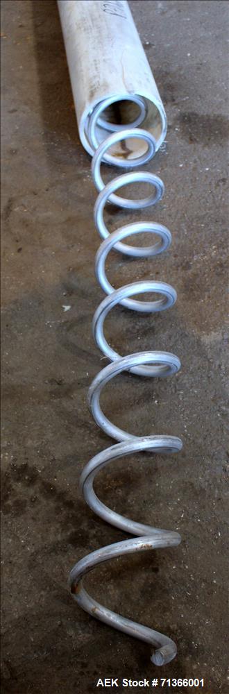 Used Flexicon Flexible Screw Conveyor, 304 Stainless Steel. Approximate 5" diameter x 252" long screw. Driven by a 10hp, 3/60/208-230/460 volt, 1760 rpm gear motor, 7.5 to 1 ratio. Feed hopper 36" x ...