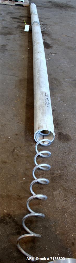 Used Flexicon Flexible Screw Conveyor, 304 Stainless Steel. Approximate 5" diameter x 252" long screw. Driven by a 10hp, 3/60/208-230/460 volt, 1760 rpm gear motor, 7.5 to 1 ratio. Feed hopper 36" x ...