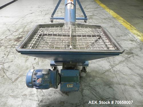 Used S. Howes Model 3020 Auger Screw Feeder. Has a 6" (diameter) X 20" (long) solid core carbon steel screw. Has a 4-cubic foot hopper with bag break fitting. Mounted on casters. Has pneumatic jack f...