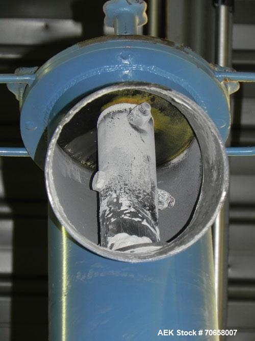 Used S. Howes Model 3020 Auger Screw Feeder. Has a 6" (diameter) X 20" (long) solid core carbon steel screw. Has a 4-cubic foot hopper with bag break fitting. Mounted on casters. Has pneumatic jack f...