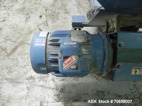 Used S. Howes Model 3020 Auger Screw Feeder. Has a 6" (diameter) X 20" (long) solid core carbon steel screw. Has a 4-cubic foot hopper with bag break fitting. Mounted on casters. Has pneumatic jack f...