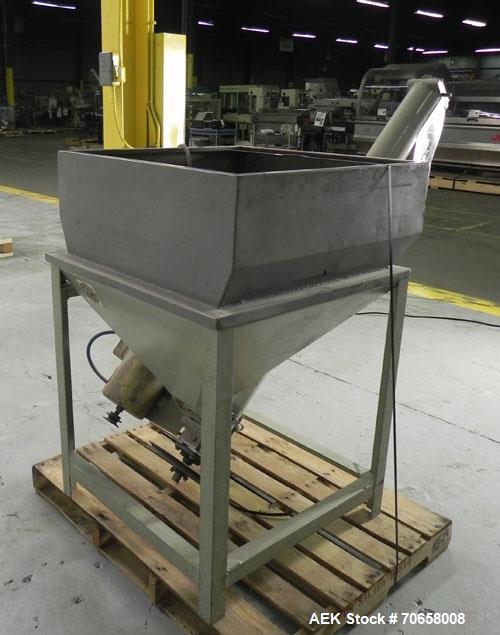 Used IMCS Model Mighty Mite Solid Core Auger Screw Feeder. Has 4" diameter screw 36" long. Carbon steel screw on 45 degree angle. Has 5" x 5" opening. Has 4 cubic foot hopper capacity. Has 1.5 hp, 17...