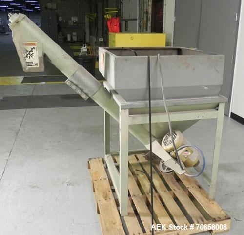 Used IMCS Model Mighty Mite Solid Core Auger Screw Feeder. Has 4" diameter screw 36" long. Carbon steel screw on 45 degree angle. Has 5" x 5" opening. Has 4 cubic foot hopper capacity. Has 1.5 hp, 17...