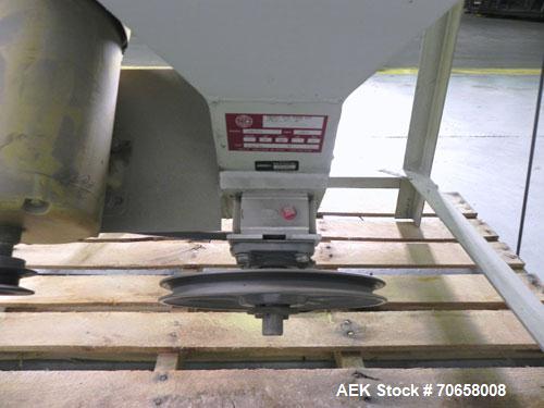 Used IMCS Model Mighty Mite Solid Core Auger Screw Feeder. Has 4" diameter screw 36" long. Carbon steel screw on 45 degree angle. Has 5" x 5" opening. Has 4 cubic foot hopper capacity. Has 1.5 hp, 17...