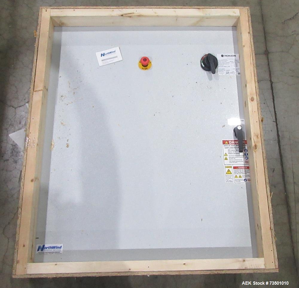 Unused Horizon Bulk Powder feeding system. Originally designed to feed vitamin powders at rates of up to 6,000 lbs per hour. Conveying line parameters: 3"  with 11 gauge OD tubing, Max horizontal dis...