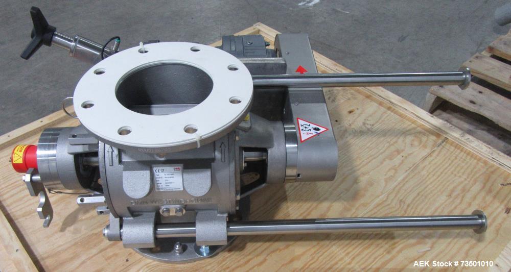 Unused Horizon Bulk Powder feeding system. Originally designed to feed vitamin powders at rates of up to 6,000 lbs per hour. Conveying line parameters: 3"  with 11 gauge OD tubing, Max horizontal dis...