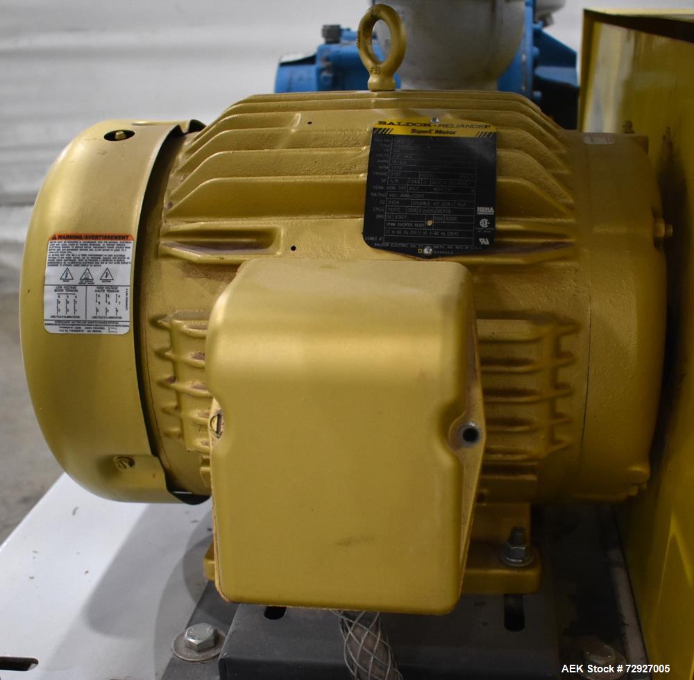 Unused- Vac-U-Max 7.5HP Positive Displacement Vacuum Pump for Pneumatic Conveyors. Approximate 145 CFM at 7 psi. Tuthill model 4005-A6L2CV1-A rotary positive displacement blower. Driven by 7.5hp, 3/6...