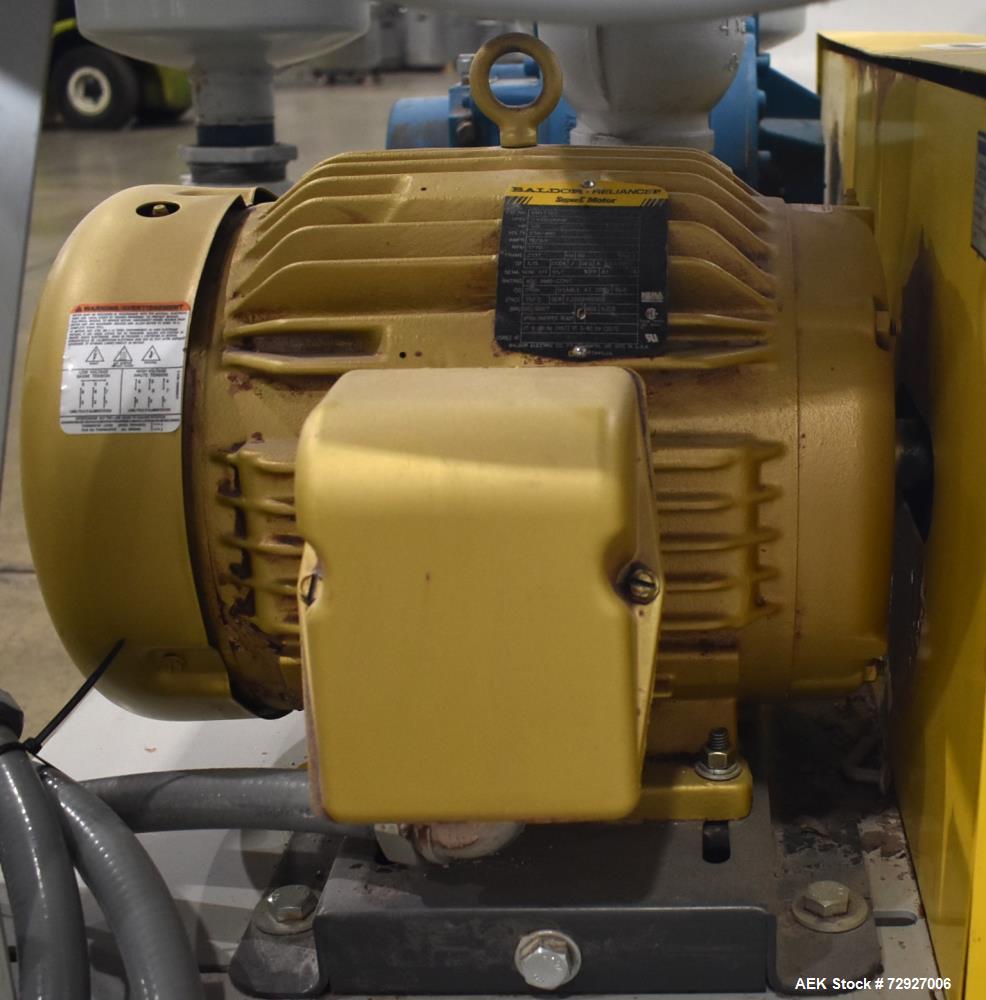 Unused- Vac-U-Max 7.5HP Positive Displacement Vacuum Pump for Pneumatic Conveyors. Approximate 145 CFM at 7 psi. Tuthill model 4005-A6L2CV1-A rotary positive displacement blower. Driven by 7.5hp, 3/6...