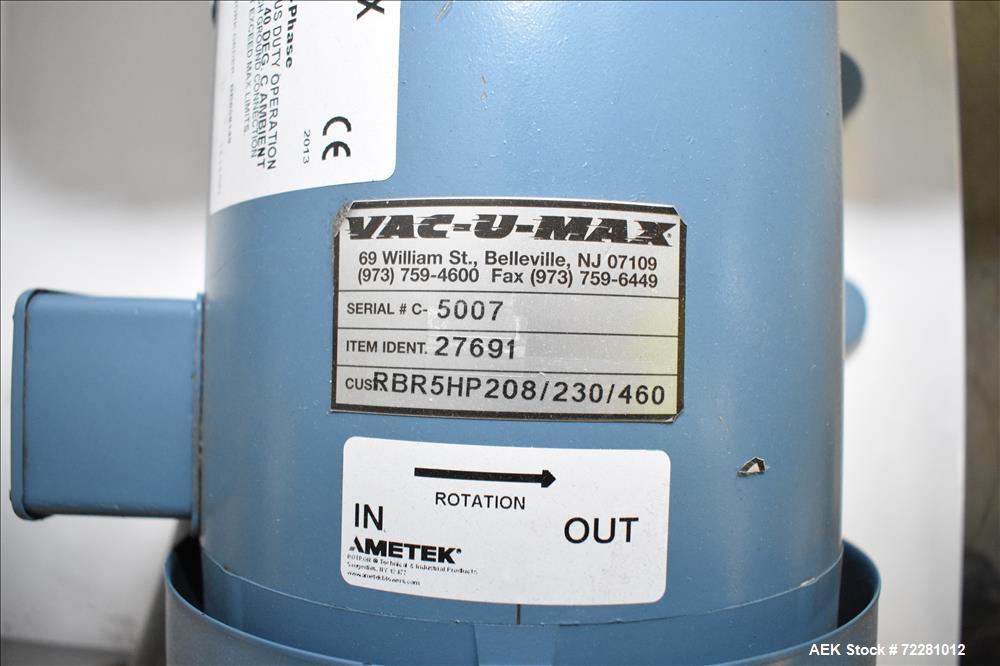 Used- Vac-U-Max Pneumatic Bottle Cap Conveying System