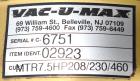 Unused- Vac-U-Max 7.5HP Positive Displacement Vacuum Pump for Pneumatic Conveyors. Approximate 145 CFM at 7 psi. Tuthill model 4005-A6L2CV1-A rotary positive displacement blower. Driven by 7.5hp, 3/6...