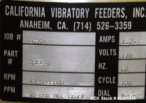 Used Stainless Steel California Vibratory Parts Feeder