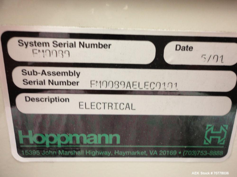 Used Hoppman 12 cuft prefeeder with Hoppman vibratory bowl feeder. Includes Hoppman FS 30 bowl feeder with scallops.