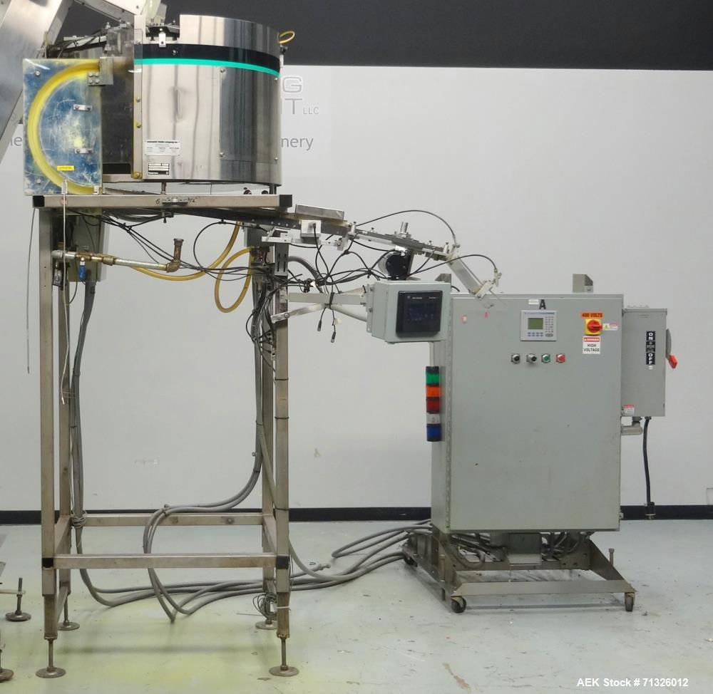 Used- Hoppmann Model FT301RLDSA Centrifugal Bowl Feeder. Is of stainless steel construction. Uses an Allen Bradley MicroLogi...