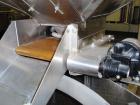 Used Hoppmann Corporation Centrifugal Bowl Feeder, Model FS/25, Stainless Steel. Includes a Hoppmann live bottom prefeeder, model LB-03. Approximate rating up to 325 vials per minute. Mounted on a st...