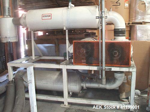 Used Plastic Pellet Packaging System, 25,000 pounds of poly pellets per hour. Includes the following equipment: Rage vacuum filter; Rage vacuum blower; 12' heavy duty cast iron rotary airlock valve w...