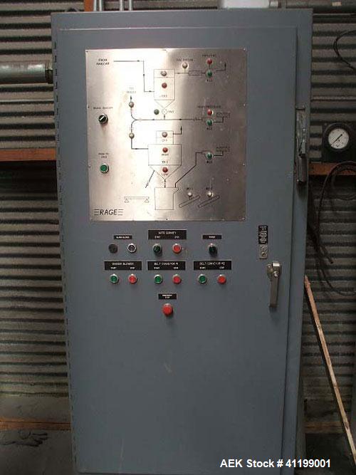 Used Plastic Pellet Packaging System, 25,000 pounds of poly pellets per hour. Includes the following equipment: Rage vacuum filter; Rage vacuum blower; 12' heavy duty cast iron rotary airlock valve w...