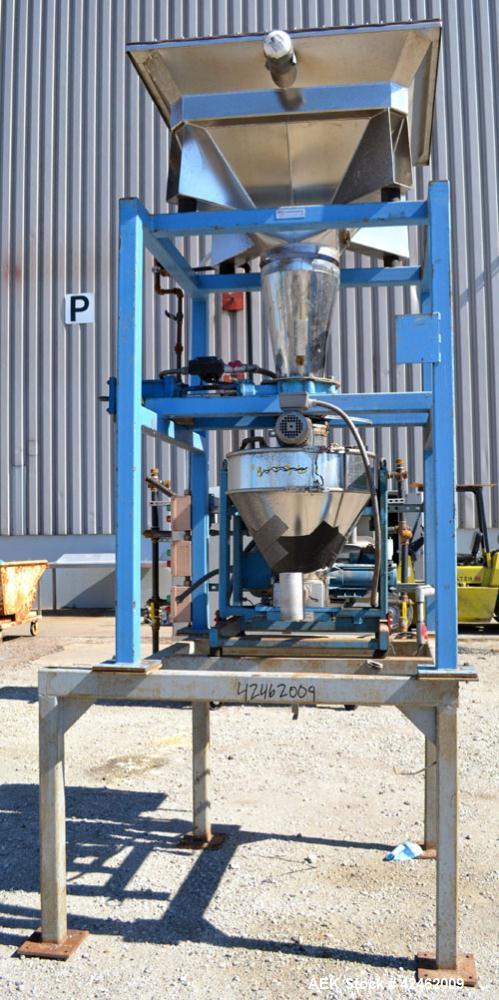 Used Control & Metering Discharge System Consisting Of: (1) Top mounted stainless steel hopper with vibrator, (1) 8’’ air operated slide gate valve, (1) Loss in weight feeder, model H22M/DS-25/75. (1...