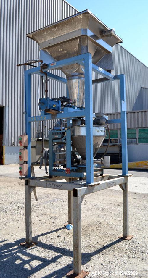 Used Control & Metering Discharge System Consisting Of: (1) Top mounted stainless steel hopper with vibrator, (1) 8’’ air operated slide gate valve, (1) Loss in weight feeder, model H22M/DS-25/75. (1...