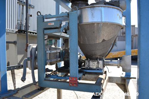 Used Control & Metering Discharge System Consisting Of: (1) Top mounted stainless steel hopper with vibrator, (1) 8’’ air operated slide gate valve, (1) Loss in weight feeder, model H22M/DS-25/75. (1...