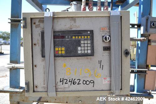 Used Control & Metering Discharge System Consisting Of: (1) Top mounted stainless steel hopper with vibrator, (1) 8’’ air operated slide gate valve, (1) Loss in weight feeder, model H22M/DS-25/75. (1...