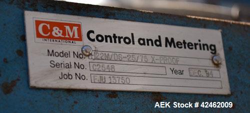 Used Control & Metering Discharge System Consisting Of: (1) Top mounted stainless steel hopper with vibrator, (1) 8’’ air operated slide gate valve, (1) Loss in weight feeder, model H22M/DS-25/75. (1...