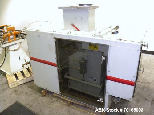 Used Bemis Bulk Bag Weigh Scale Filler, Model 6134E95, carbon steel. Includes bag clamp and panel. Approximate capacity of filling up to 50 pound bags.
