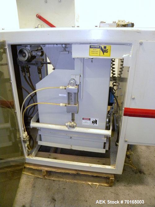 Used Bemis Bulk Bag Weigh Scale Filler, Model 6134E95, carbon steel. Includes bag clamp and panel. Approximate capacity of filling up to 50 pound bags.