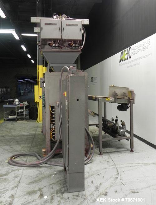 Used Bemis Model 7115E168 Bag Filler with Model 6162A2 Duplex Net Weigh Scale & automated Bemis bag placer with blank bag magazine. Capable of filling bags from 35 to 70 lbs, at speeds up to 18 bags ...