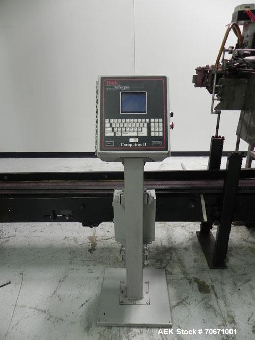 Used- Bemis Model 7115E168 Bag Filler with Model 6162A2 Duplex Net Weigh Scale & automated Bemis bag placer with blank bag m...