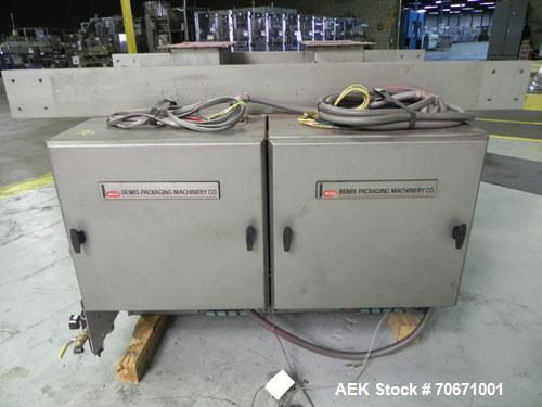 Used Bemis Model 7115E168 Bag Filler with Model 6162A2 Duplex Net Weigh Scale & automated Bemis bag placer with blank bag magazine. Capable of filling bags from 35 to 70 lbs, at speeds up to 18 bags ...