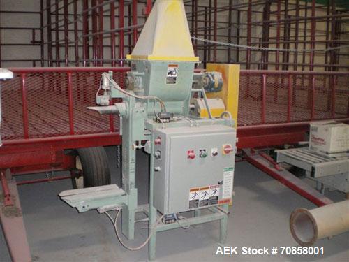 Used Chantland Model 4190 Valve Bag Packer. Capable of speeds up to (6) 50# bags per minute. Weight Range: (Bags) 20lbs to 110lbs (Drums) 50Lbs to 220Lbs. Stainless steel contact parts. Has a 2" diam...