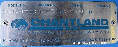 Used Chantland Open Mouth Net Weigh Bagger, Model 4210-2100. 2 stage bulk and dribble product flow. Fill height to the flange, 101". Includes a Thompson Controller with a serial card and special prog...