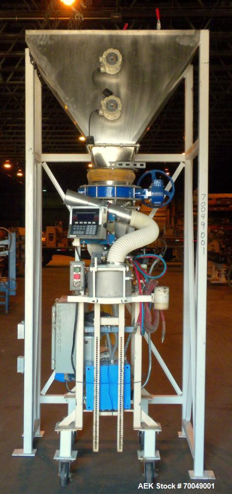 Used Robey Packaging Equipment Auger Bag Filler, Model SA 25.Designed as an auger valve bag packerwith a right angle discharge down spoutand bag clamps for open mouth bag filling.Foot pedal swithced ...