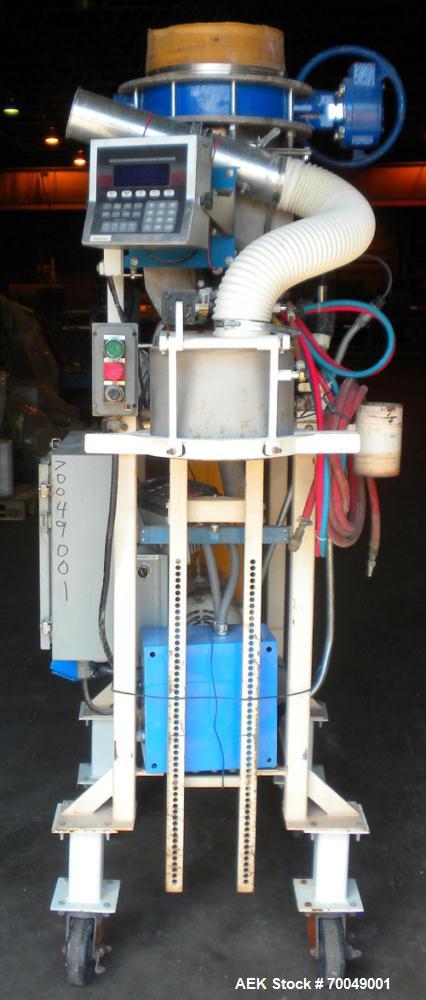 Used Robey Packaging Equipment Auger Bag Filler, Model SA 25.Designed as an auger valve bag packerwith a right angle discharge down spoutand bag clamps for open mouth bag filling.Foot pedal swithced ...