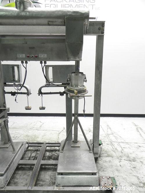 Used Fairbanks Model 41-3132 Double Head Bag Filling and Weighing Machine. Has (2) Fairbanks model 41-3132 scales with capacities of up to 1,000lbs. Filler powered by (1) Baldor 3/4 hp 1140 rpm motor...