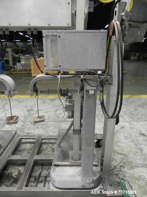 Used Fairbanks Model 41-3132 Double Head Bag Filling and Weighing Machine. Has (2) Fairbanks model 41-3132 scales with capacities of up to 1,000lbs. Filler powered by (1) Baldor 3/4 hp 1140 rpm motor...