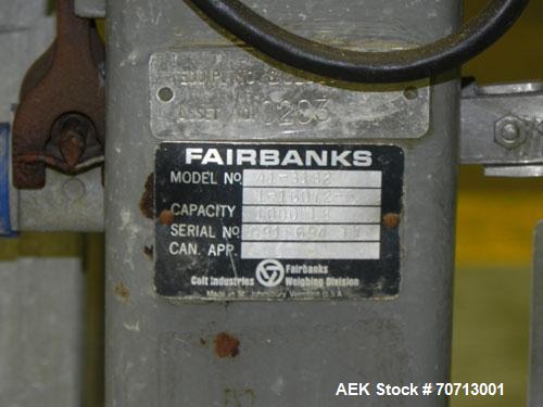 Used Fairbanks Model 41-3132 Double Head Bag Filling and Weighing Machine. Has (2) Fairbanks model 41-3132 scales with capacities of up to 1,000lbs. Filler powered by (1) Baldor 3/4 hp 1140 rpm motor...
