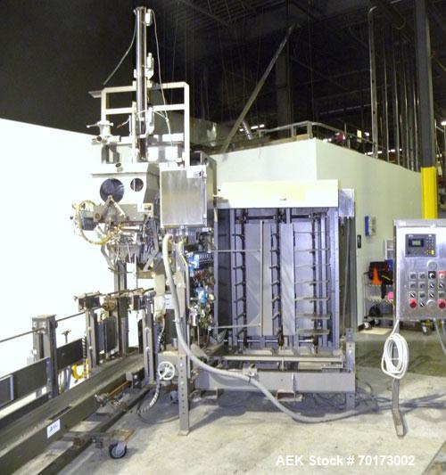 Used Taylor Products TOMP Open Mouth Bag Hanger with APO Bulk Bag Filling Line. Machine is capable of speeds up to 15 bags per minute. Can run paper or poly bags with 300 count magazine. Has a model ...