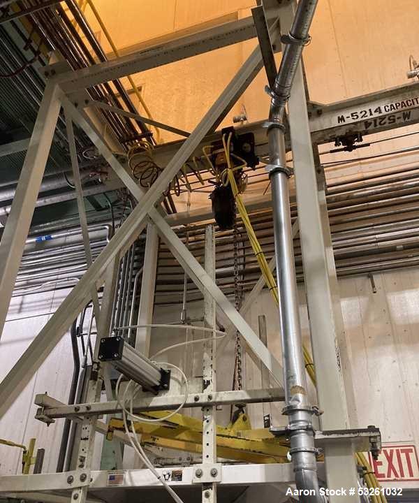 Used 3,000 LB Capacity Stainless Steel Bulk Bag Unloader with Hoist & Incline Conveyor