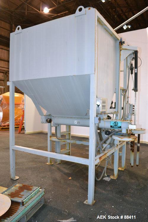 Used Dry Bulk Loading System, Carbon Steel. Consisting of: (1) Approximately 75 cubic foot hopper, 52" wide x 75" long x 40" straight side x coned bottom. (1) 6" diameter x 5' long bottom horizontal ...