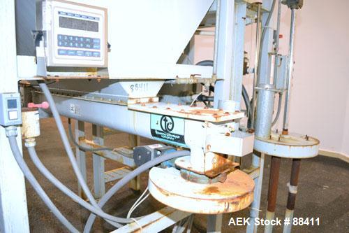 Used Dry Bulk Loading System, Carbon Steel. Consisting of: (1) Approximately 75 cubic foot hopper, 52" wide x 75" long x 40" straight side x coned bottom. (1) 6" diameter x 5' long bottom horizontal ...