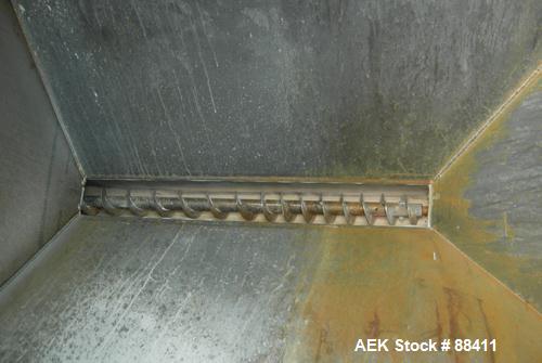 Used Dry Bulk Loading System, Carbon Steel. Consisting of: (1) Approximately 75 cubic foot hopper, 52" wide x 75" long x 40" straight side x coned bottom. (1) 6" diameter x 5' long bottom horizontal ...