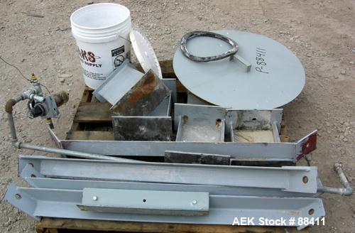 Used Dry Bulk Loading System, Carbon Steel. Consisting of: (1) Approximately 75 cubic foot hopper, 52" wide x 75" long x 40" straight side x coned bottom. (1) 6" diameter x 5' long bottom horizontal ...