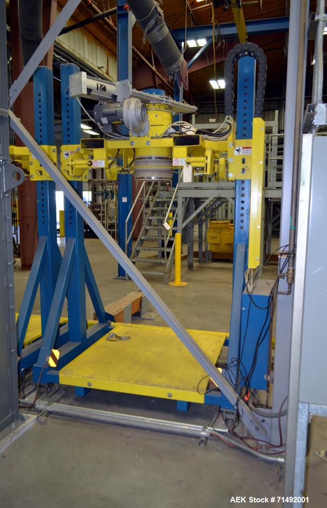 Used Flexicon Bulk Bag Filling System Consisting Of: (2) Twin-Centerpost Bulk Bag Fillers, carbon steel. Manual fill head height adjustment, pneumatically retractable bag hooks, inflatable connector ...