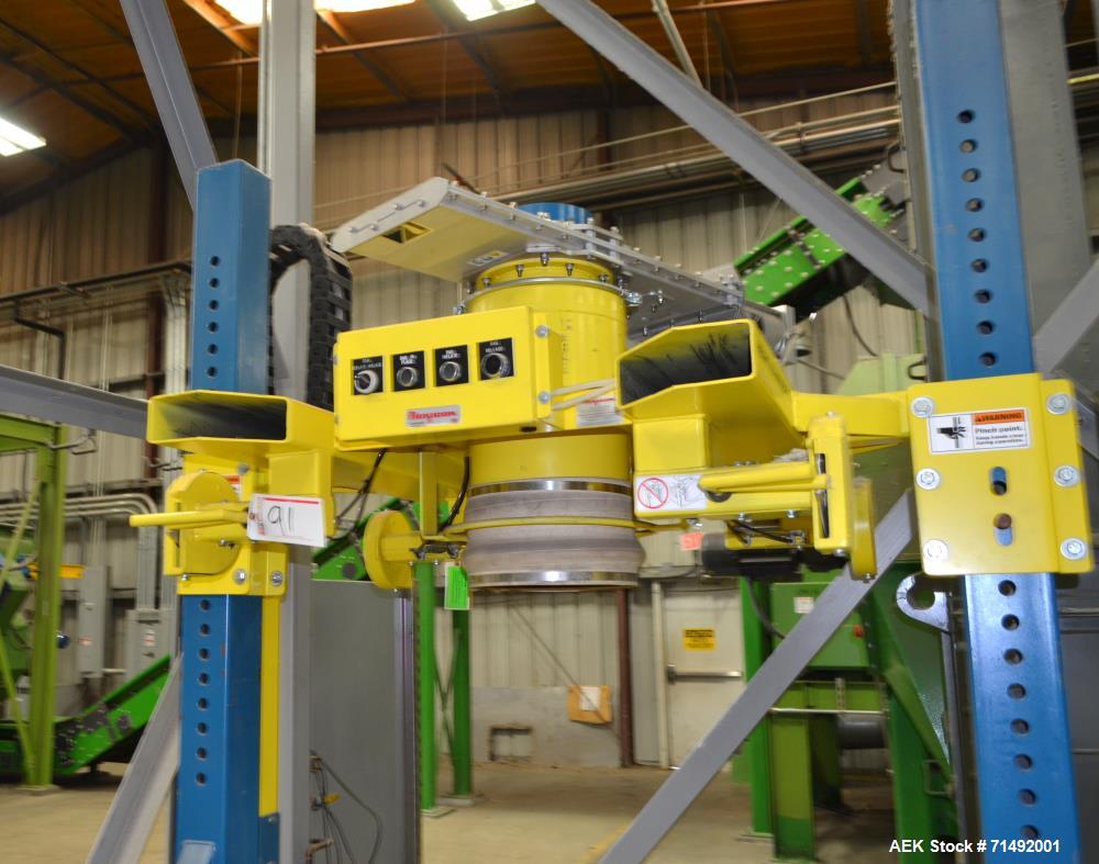 Used Flexicon Bulk Bag Filling System Consisting Of: (2) Twin-Centerpost Bulk Bag Fillers, carbon steel. Manual fill head height adjustment, pneumatically retractable bag hooks, inflatable connector ...
