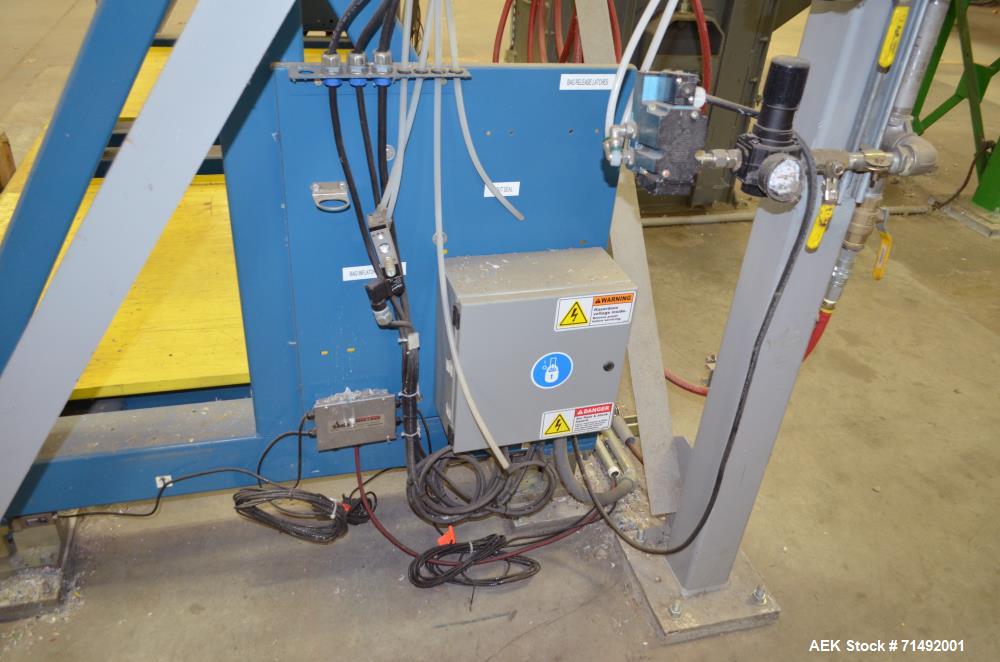 Used Flexicon Bulk Bag Filling System Consisting Of: (2) Twin-Centerpost Bulk Bag Fillers, carbon steel. Manual fill head height adjustment, pneumatically retractable bag hooks, inflatable connector ...