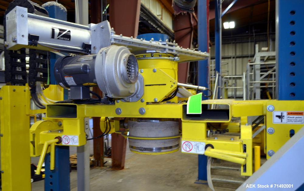 Used Flexicon Bulk Bag Filling System Consisting Of: (2) Twin-Centerpost Bulk Bag Fillers, carbon steel. Manual fill head height adjustment, pneumatically retractable bag hooks, inflatable connector ...